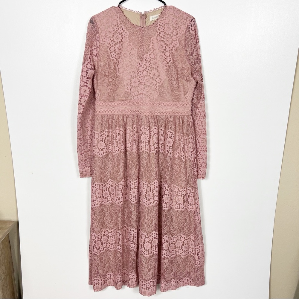 Roolee Lace Midi Dress in Blush Pink - Picture 2 of 8